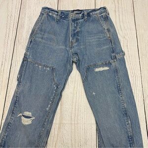 Abercrombie & Fitch Relaxed Blue Carpenter Jeans with Distressed Details 30w